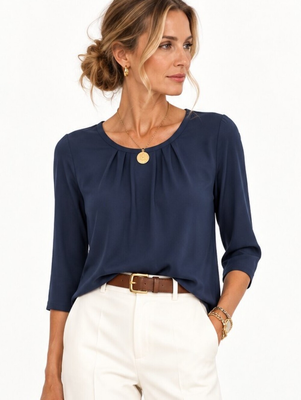 Ann Taylor Navy Blue Pullover Blouse